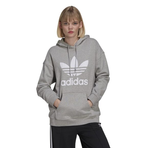 ADIDAS  - ADIDAS DAME HOODIE ADICOLOR TREFOIL HOODIE GRÅ