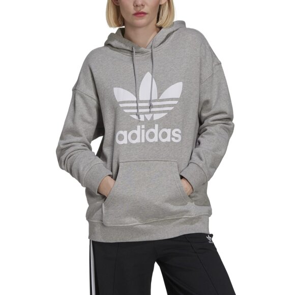 ADIDAS  - ADIDAS DAME HOODIE ADICOLOR TREFOIL HOODIE GRÅ