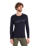 ICEBREAKER  - ICEBREAKER HERRE MERINO MIDLAYER M 200 OASIS LS CREW SKI STRIPE